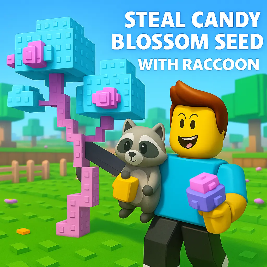 Stealing Candy Blossom using Raccoon on grow a garden